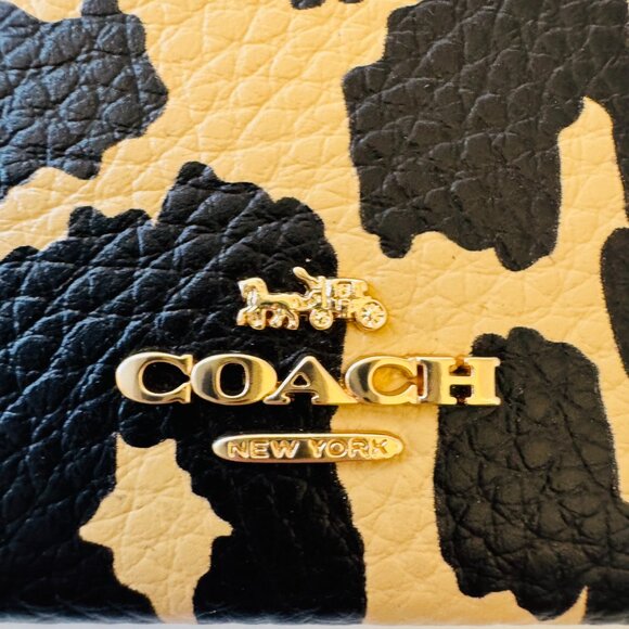 Coach Mini Skinny ID Case - CBL75 Gold Black Leopard Print Pebble Leather - Picture 3 of 8